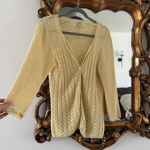 Pale Yellow knit quarter sleeve Women's Sweater